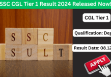 SSC CGL Tier 1 Result 2024